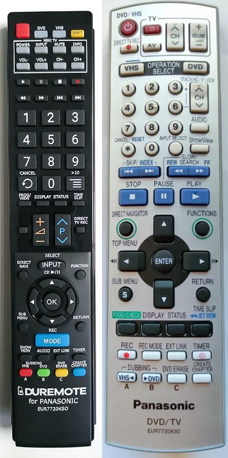 Remote controls DVD, DVD/VCR, BD PANASONIC : REMOTE CONTROL WORLD ...