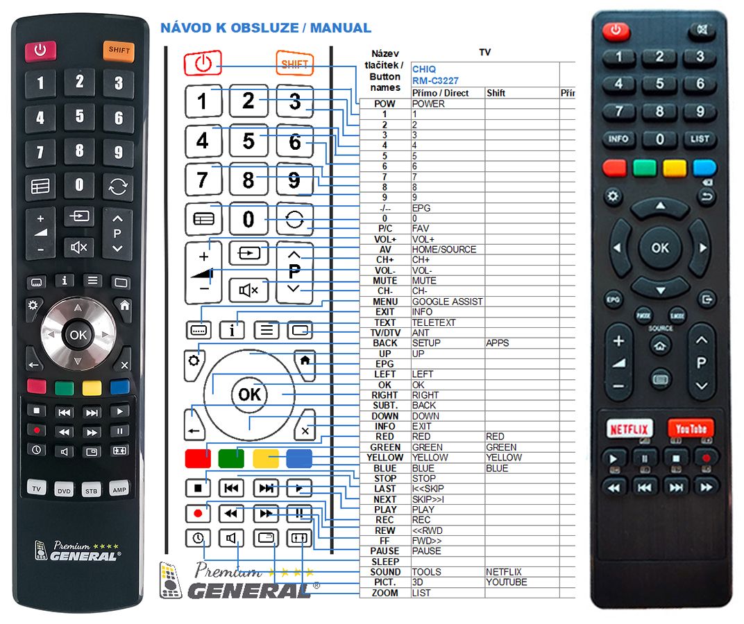 Télécommande Smart TV GCBLTV02ADBBT pour Chiq Smart TV U55H7A U58H7A U43H7A  avec boutons Netflix  : : High-Tech