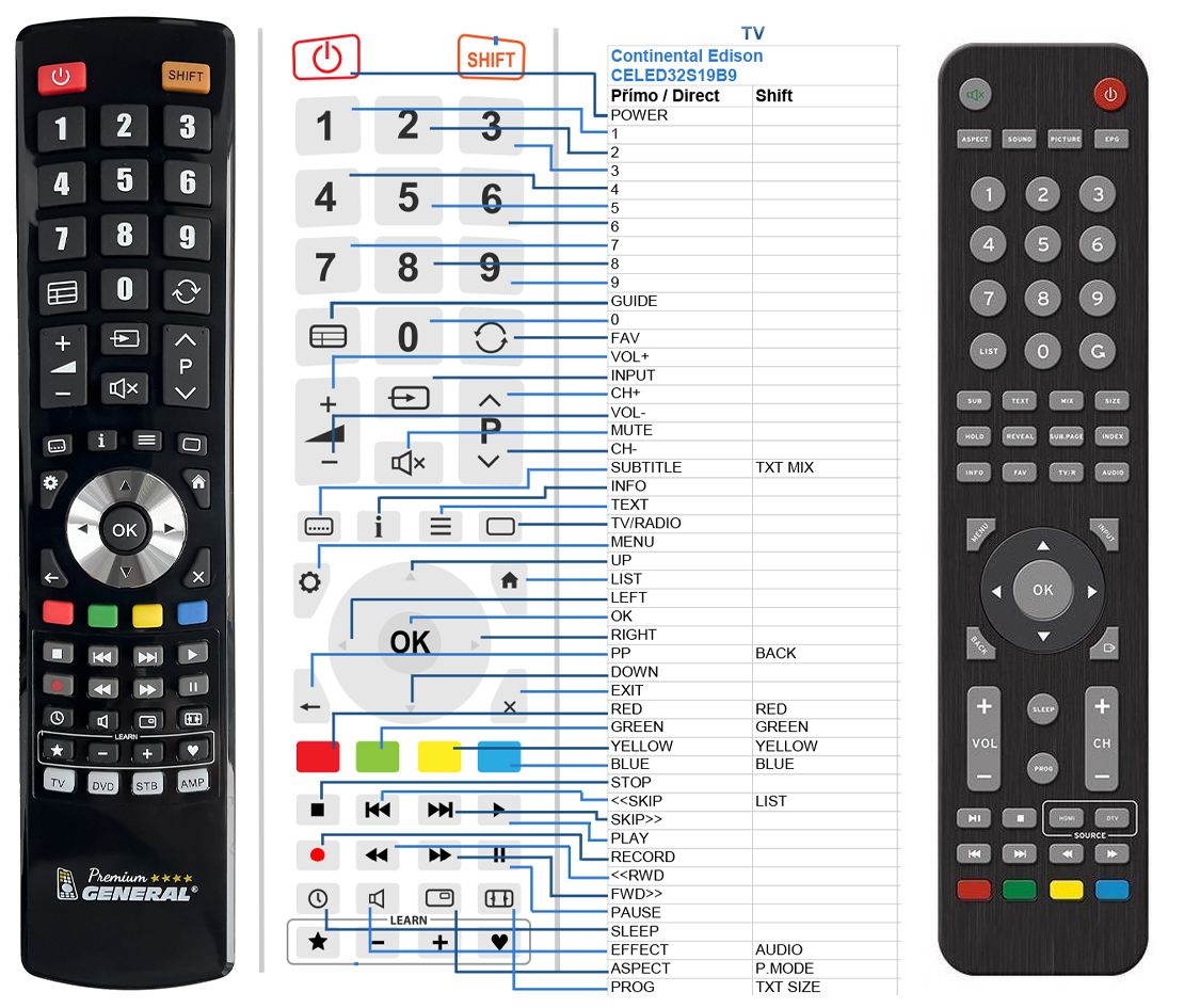 Telecommande Infratex compatible avec Continental Edison CELED430219B22  CELED43UHD21B2 - Télécommande - Achat & prix