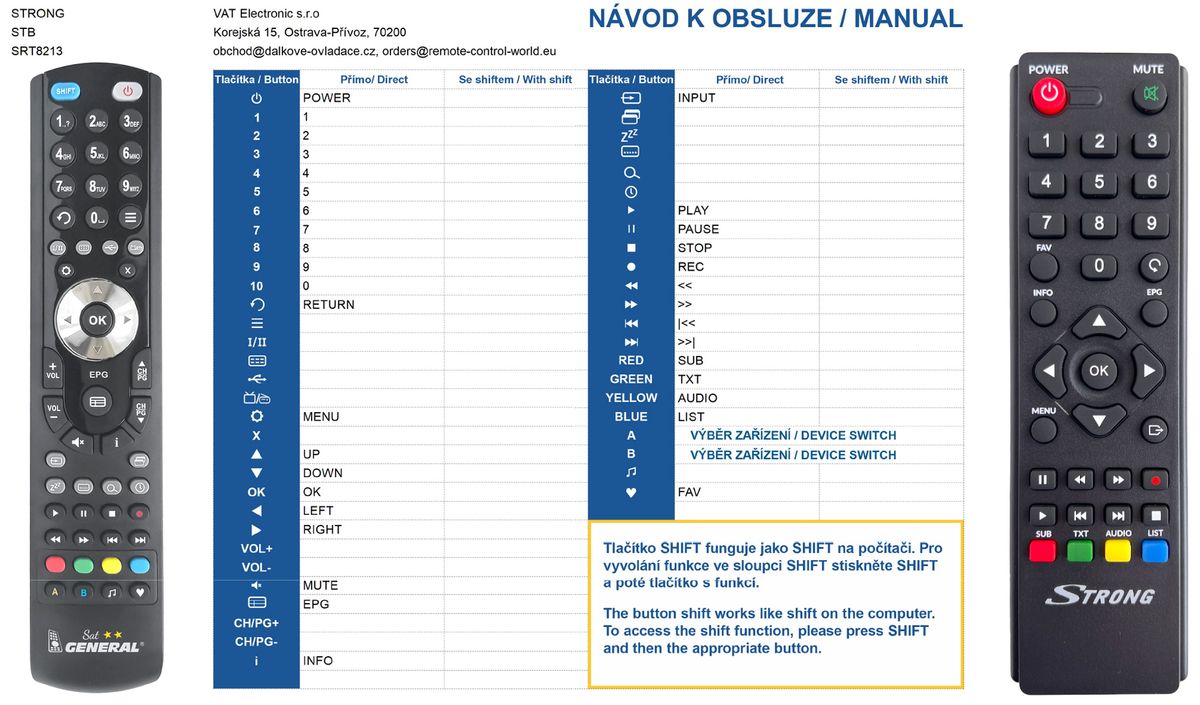 STRONG SRT8213 - , replacement remote control
