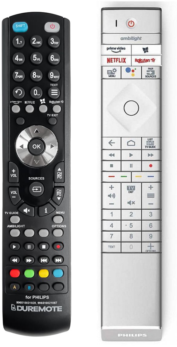 Télécommande de remplacement - tv philips -prête à l'emploi - bouton  ambilight / bouton netflix