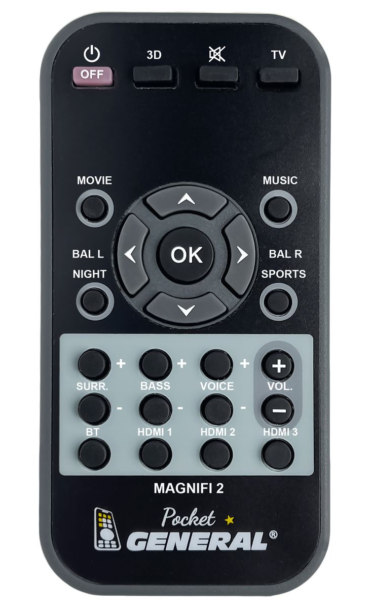 Replacement Remote Control For Polk Audio Magnifi Mini Soundbar System - RE9114-1, Wireless Infrared, Black