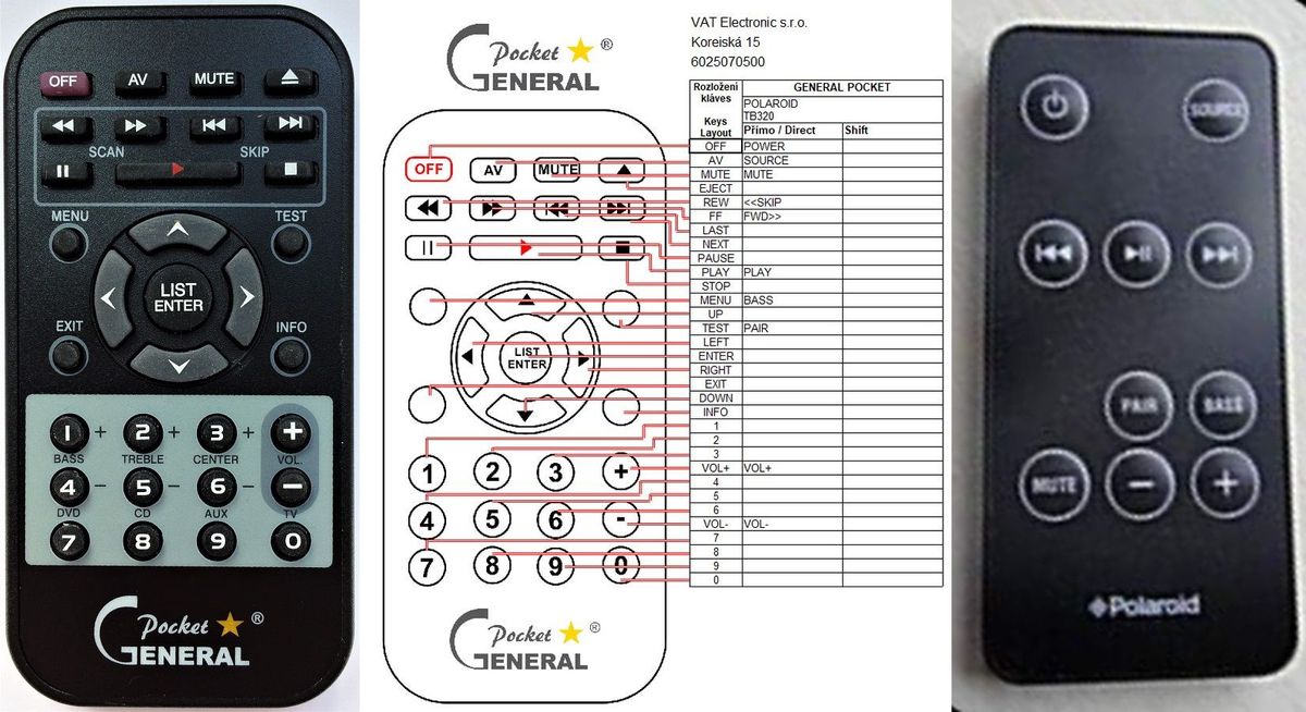 POLAROID TB-320 - télécommande de remplacement - $15.4 : REMOTE CONTROL  WORLD
