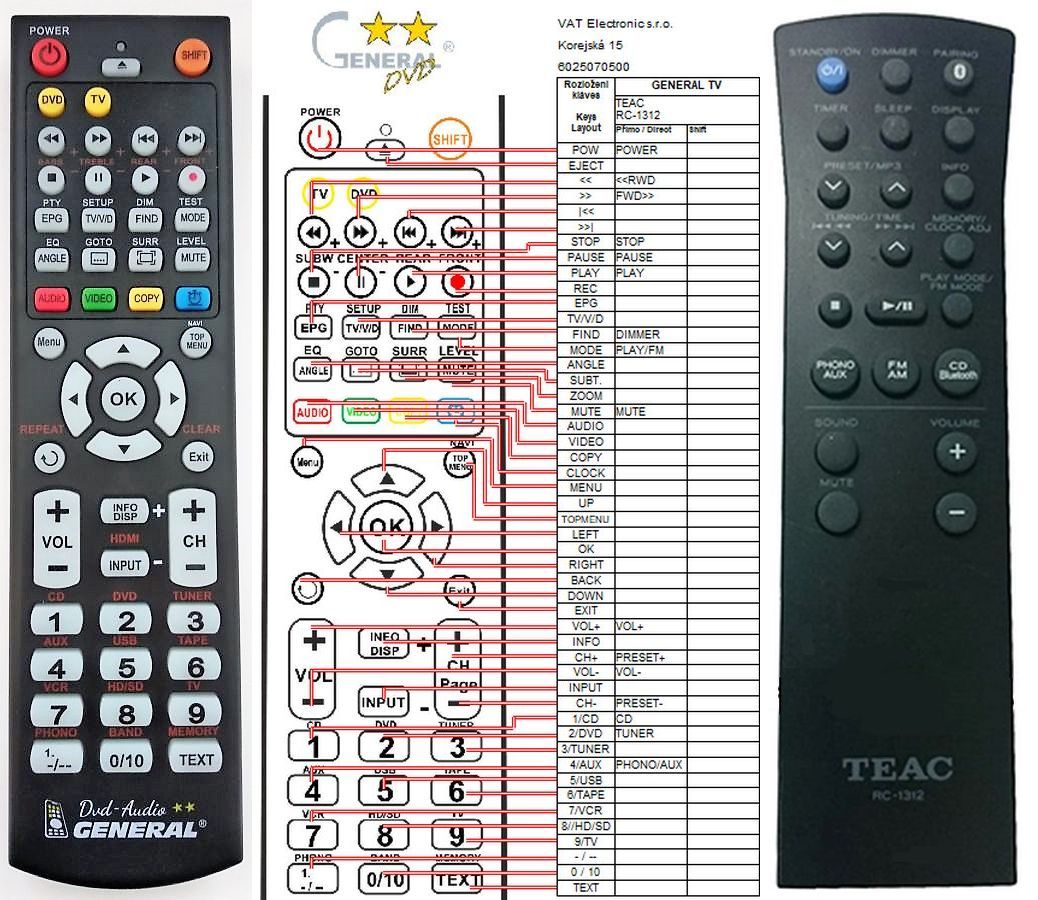 Replacement Remote Control for Teac RC-957-COPY