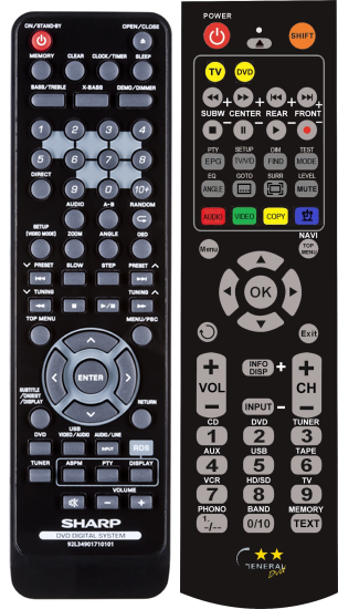 Sharp XL-E171DVH - Replacement remote control Sharp XL-E171DVH - Replacement remote control